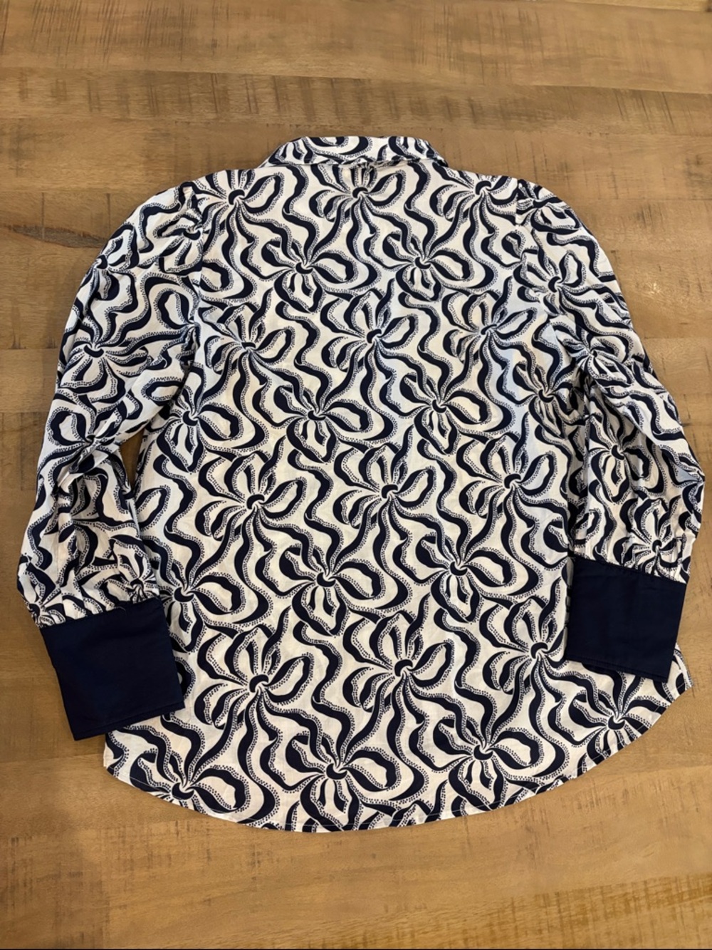 JODIFL Boutique Button-Front Navy & White Shirt Top Large NWT 100% Cotton - Picture 8 of 8